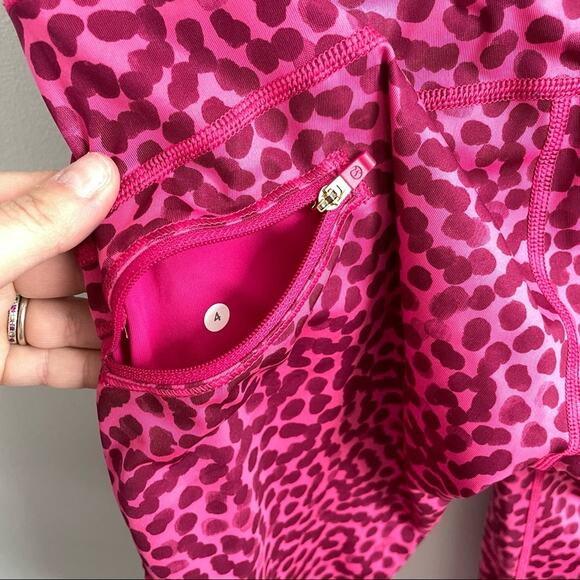 Lululemon | Run Top Speed Crop Legging Capri Athletic Running Pant Polkadot Pink - Picture 9 of 10